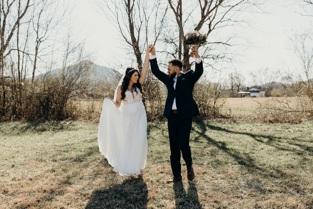 Bride and Groom celebrate at Smoky Mountains Wedding