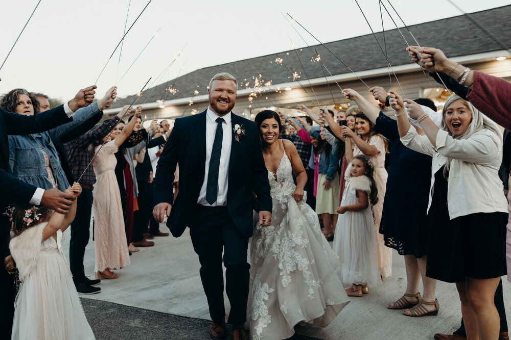 Sparkler exit captured by a Knoxville Wedding Photographer